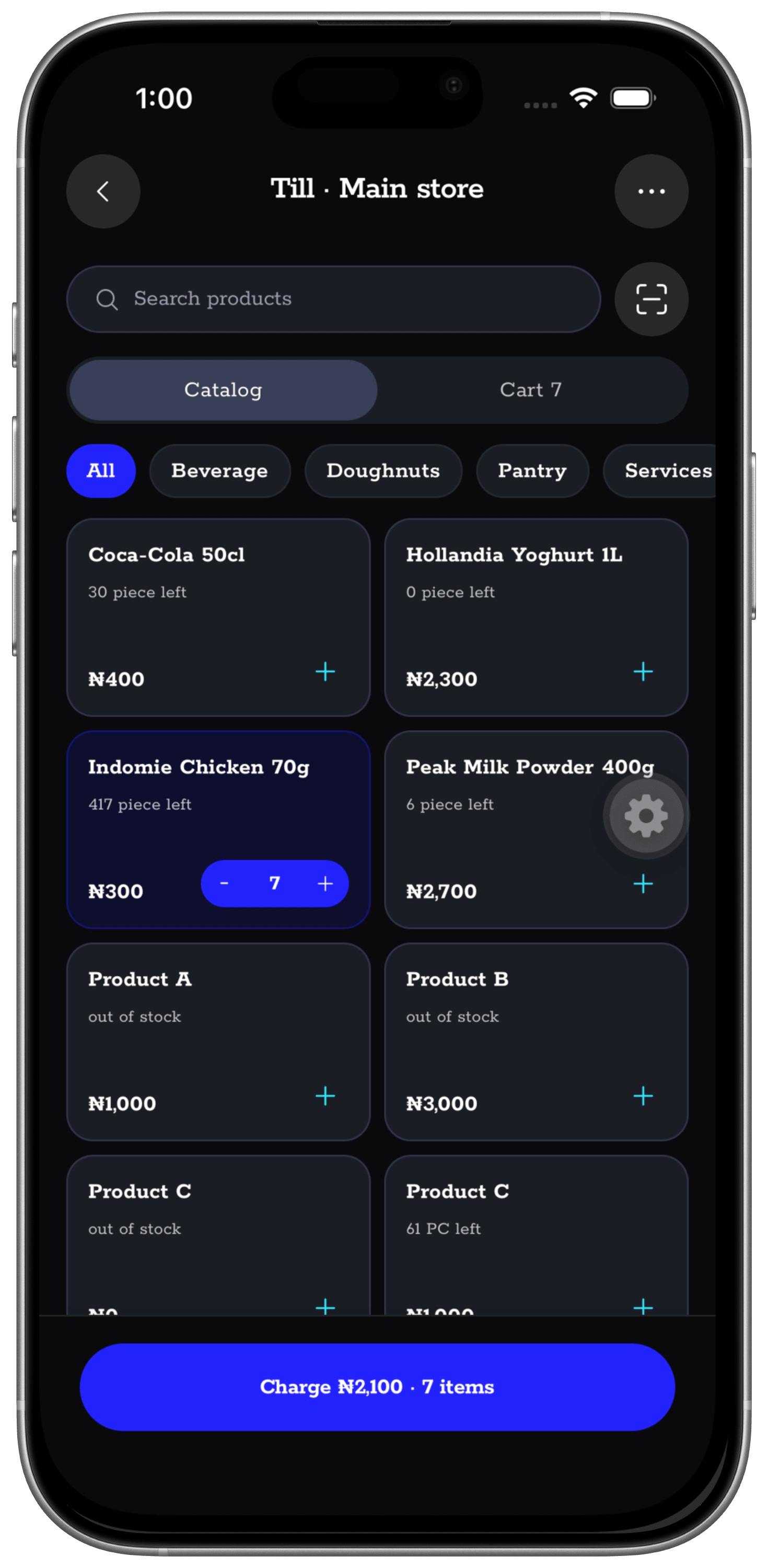 Nukodes point-of-sale screen