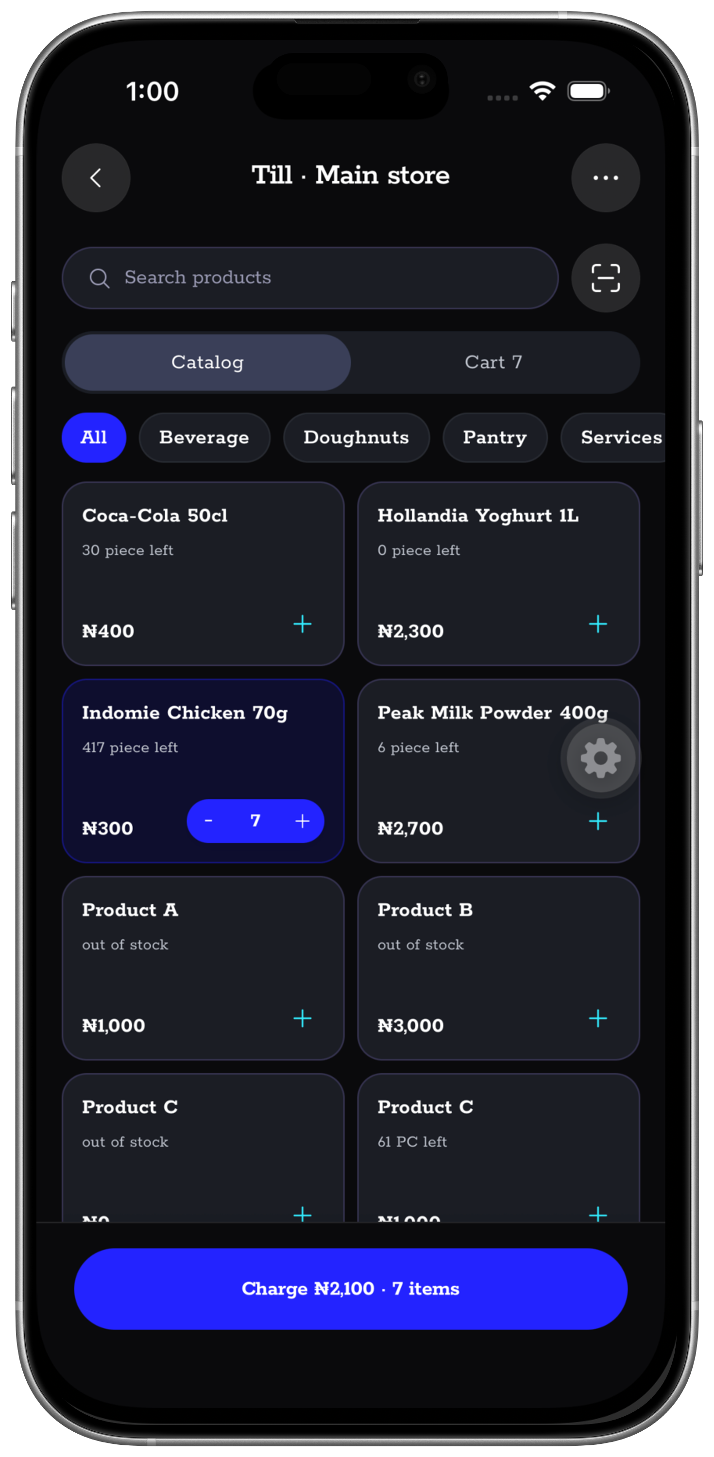 Nukodes point-of-sale screen